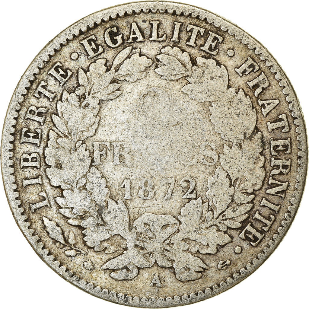 Münze, Frankreich, Cérès, 2 Francs, 1872, Paris, S, Silber, KM:817.1