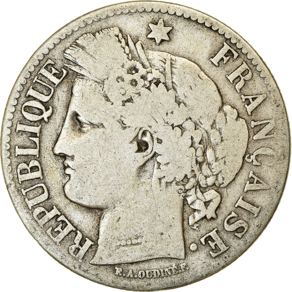 Coin, France, Cérès, 2 Francs, 1872, Paris, VF(20-25), Silver, KM:817.1