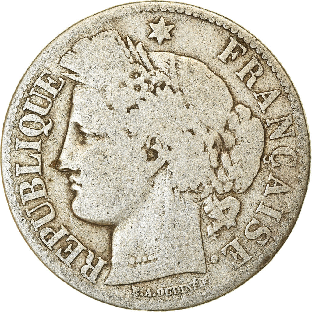 Coin, France, Cérès, 2 Francs, 1872, Paris, VF(20-25), Silver, KM:817.1