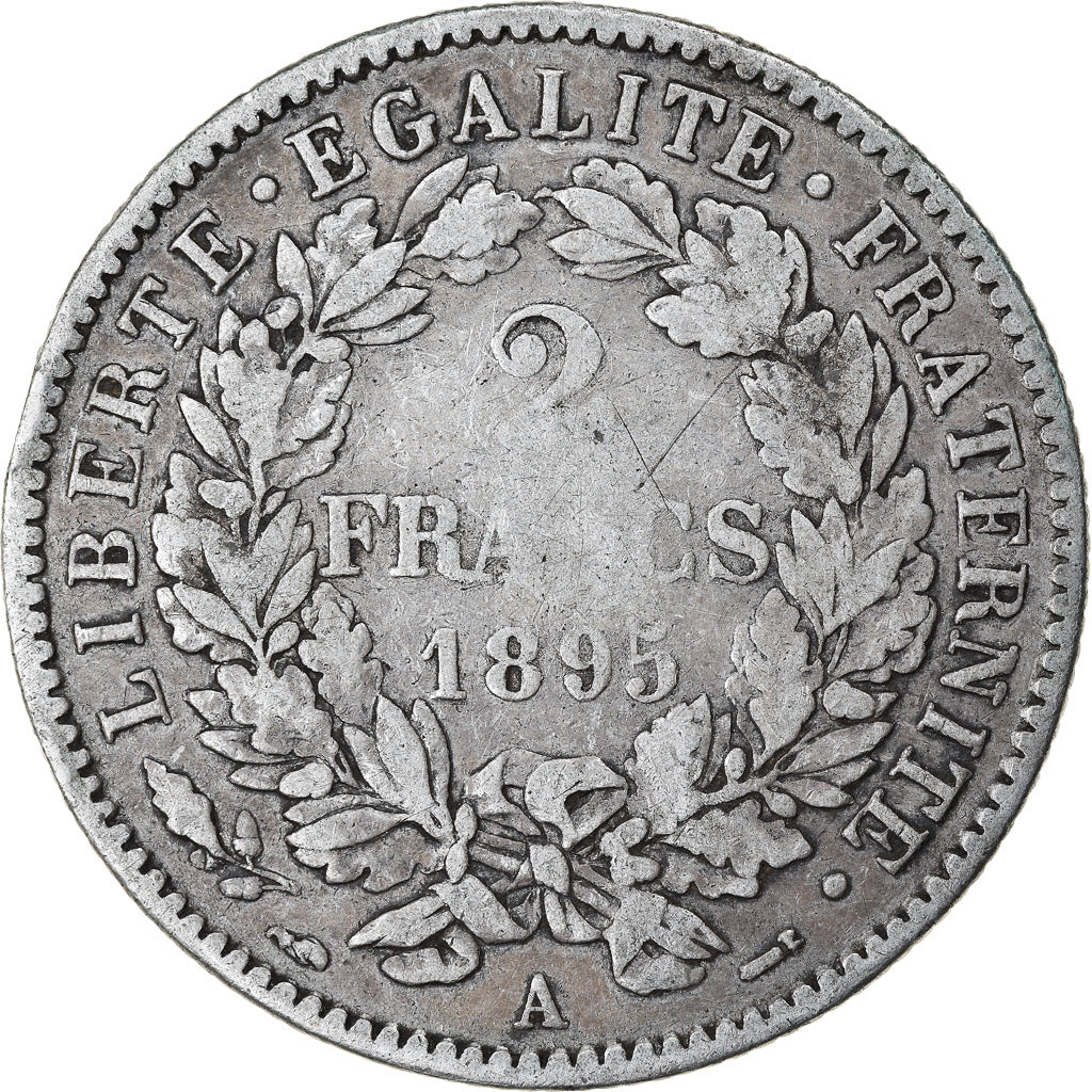 Coin, France, Cérès, 2 Francs, 1895, Paris, VF(30-35), Silver, KM:817.1