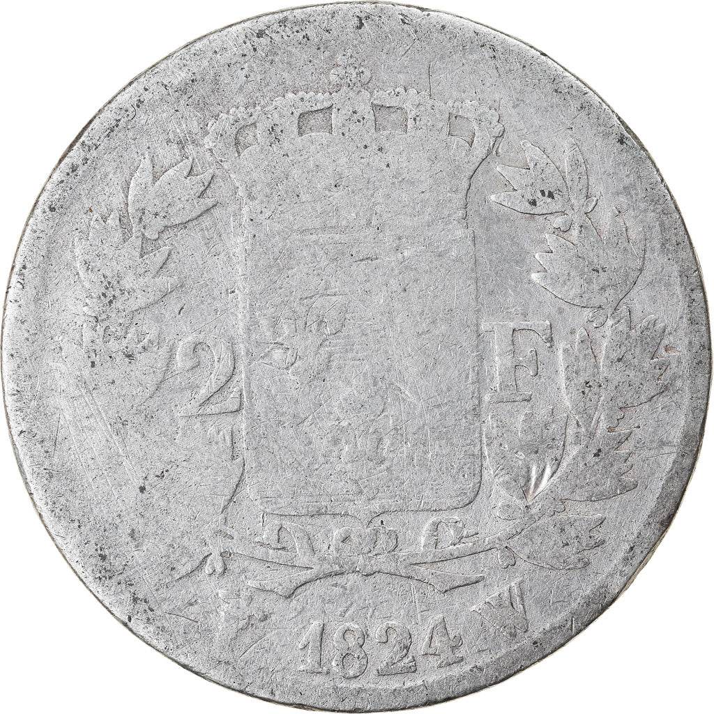 Monnaie, France, Louis XVIII, 2 Francs, 1824, Lille, B, Argent, Gadoury:513