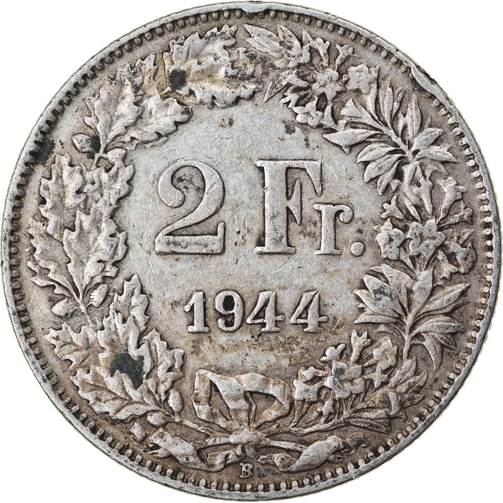 Coin, Switzerland, 2 Francs, 1944, VF(30-35), Silver, KM:21