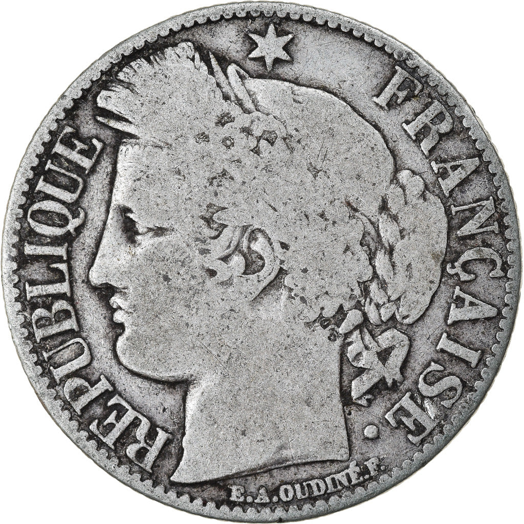 Coin, France, Cérès, Franc, 1872, Bordeaux, VF(20-25), Silver, KM:822.2