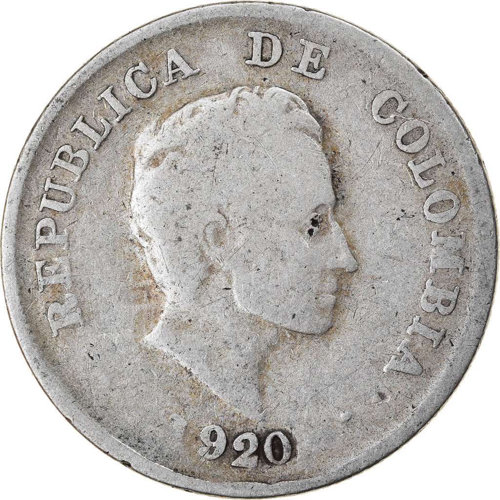 Coin, Colombia, 20 Centavos, 1920, VF(20-25), Silver, KM:197