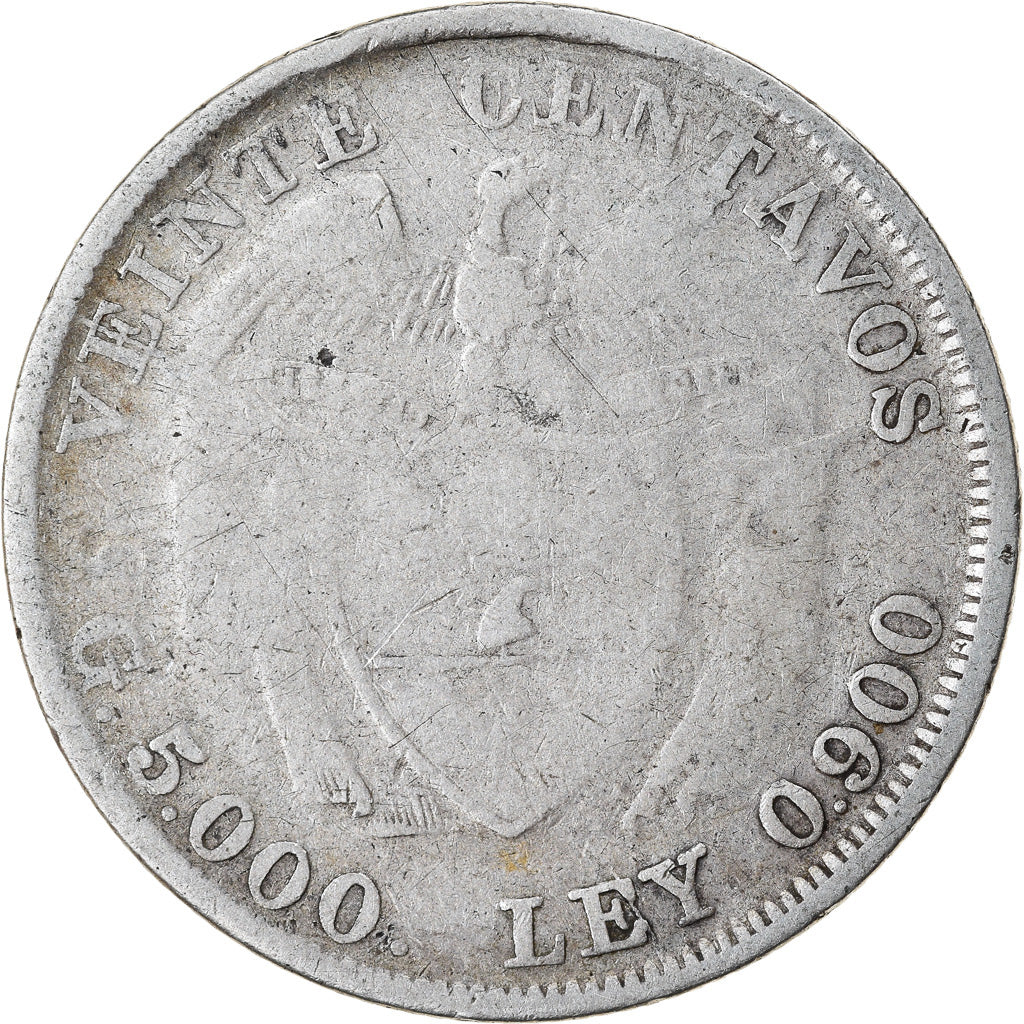 Coin, Colombia, 20 Centavos, 1920, VF(20-25), Silver, KM:197