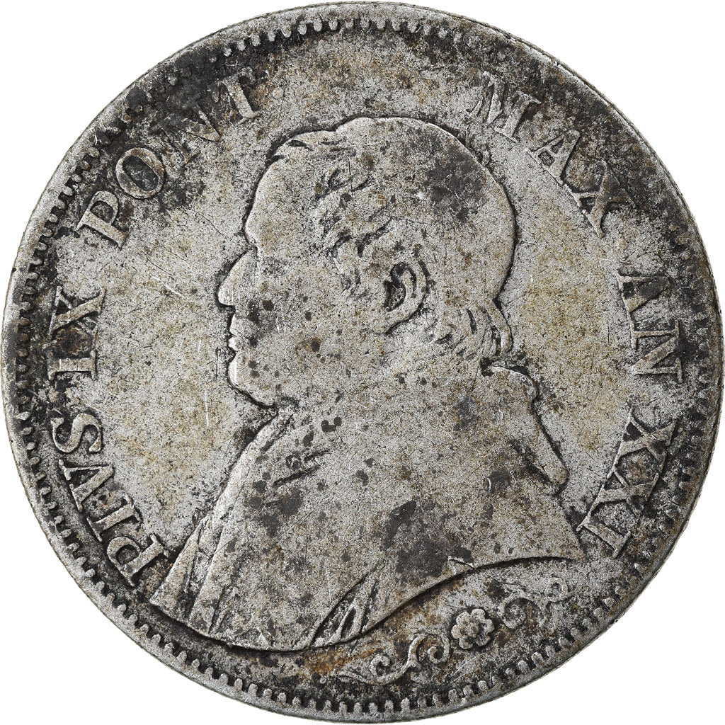 Munten, Italiaanse staten, PAPAL STATES, Pius IX, Lira, 1866, Roma, FR, Zilver