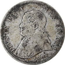 Munten, Italiaanse staten, PAPAL STATES, Pius IX, Lira, 1866, Roma, FR, Zilver