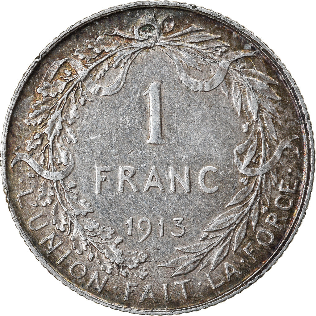Coin, Belgium, Albert I, Franc, 1913, AU(50-53), Silver, KM:72