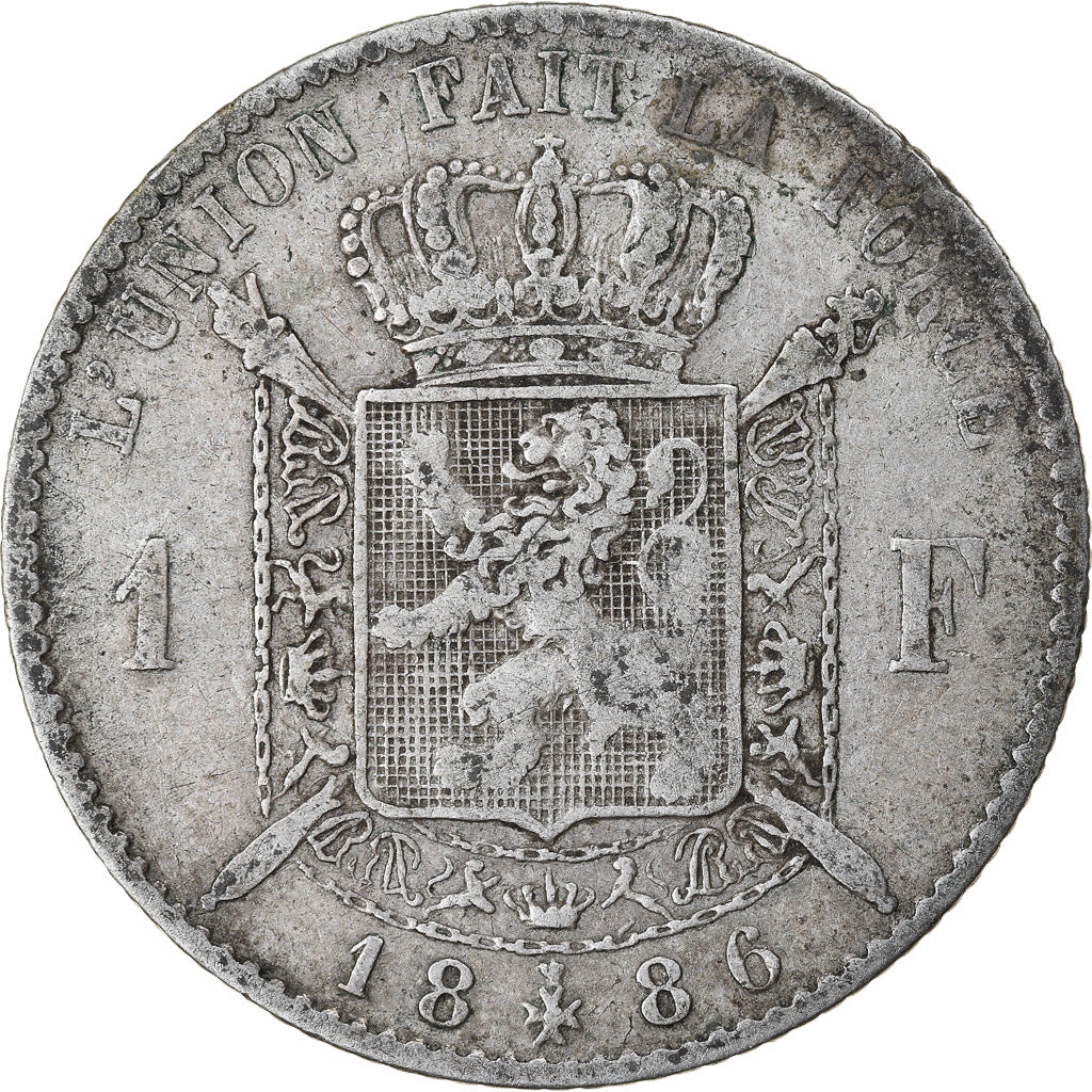 Coin, Belgium, Leopold II, Franc, 1886, VF(30-35), Silver, KM:28.1