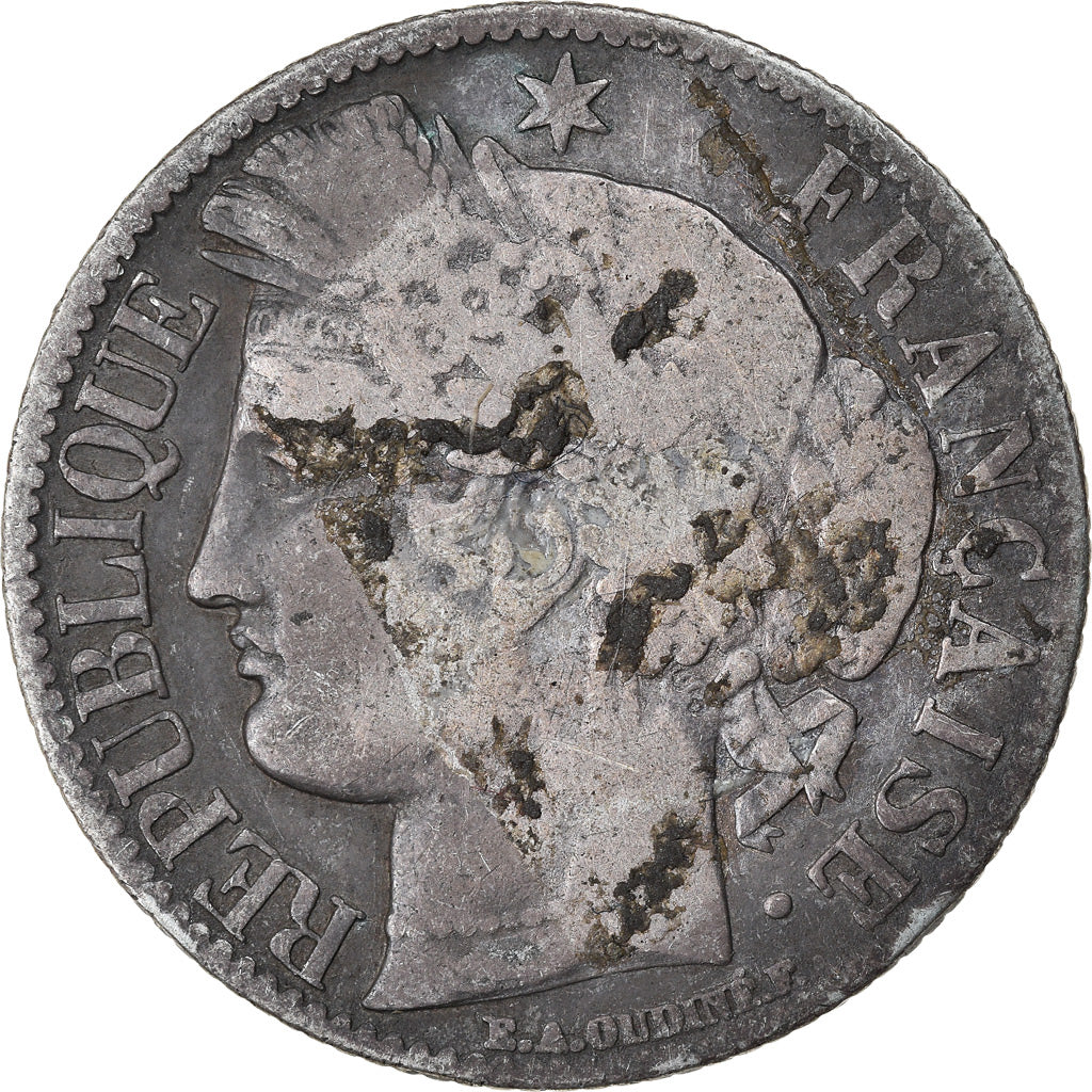 Coin, France, Cérès, Franc, 1871, Paris, VF(20-25), Silver, KM:822.1