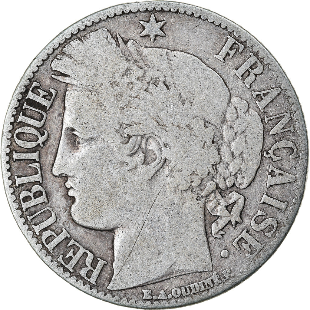 Coin, France, Cérès, Franc, 1872, Paris, VF(20-25), Silver, KM:822.1