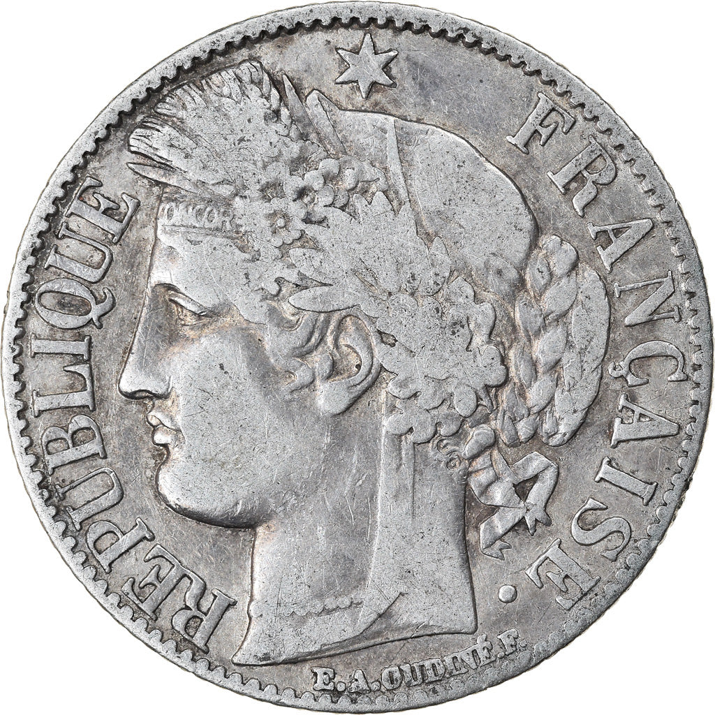Coin, France, Cérès, Franc, 1872, Paris, VF(30-35), Silver, KM:822.1