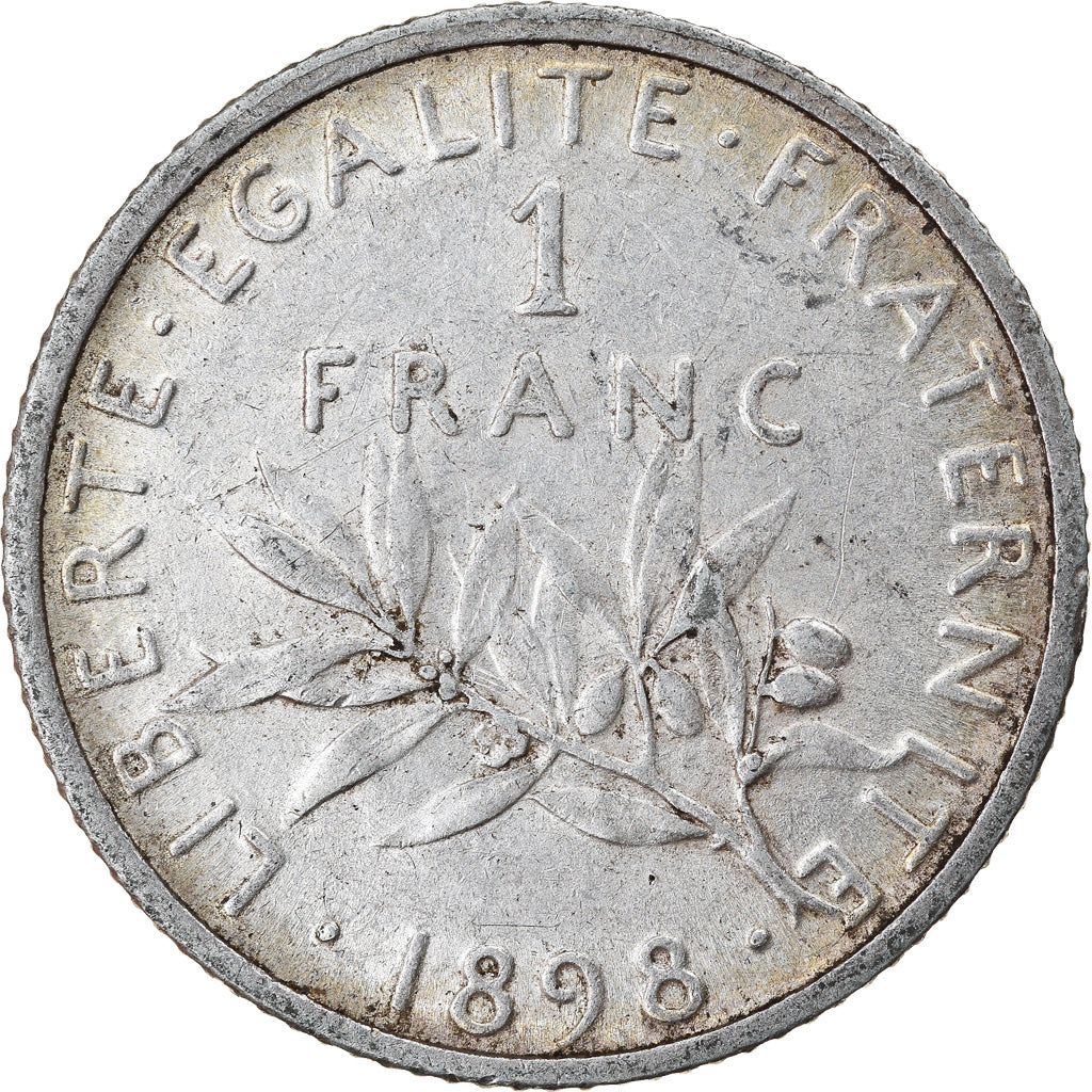 Coin, France, Semeuse, Franc, 1898, Paris, AU(50-53), Silver, KM:844.1