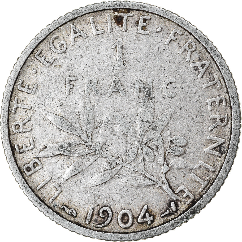 Moeda, França, Semeuse, Franc, 1904, Paris, VF(30-35), Prata, KM:844.1