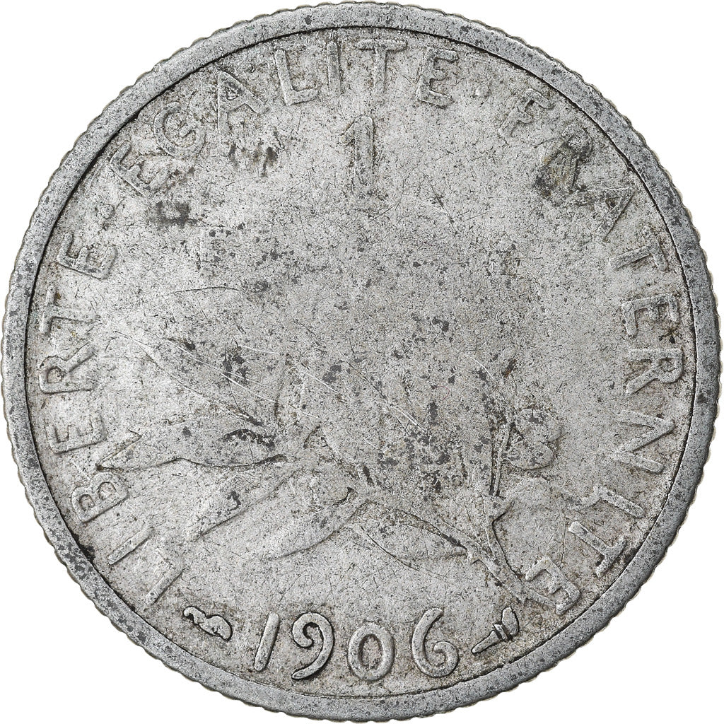 Coin, France, Semeuse, Franc, 1906, Paris, VF(20-25), Silver, KM:844.1