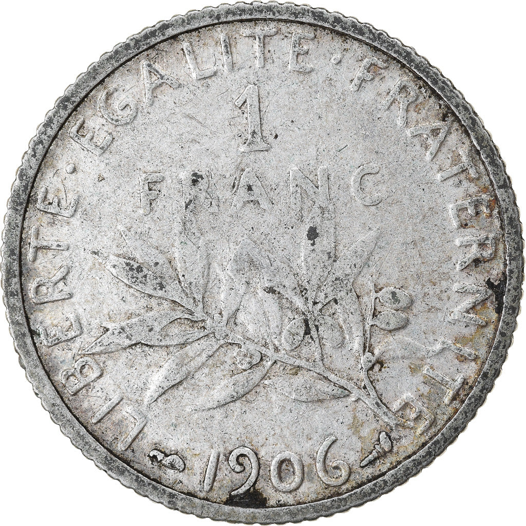 Coin, France, Semeuse, Franc, 1906, Paris, VF(30-35), Silver, KM:844.1
