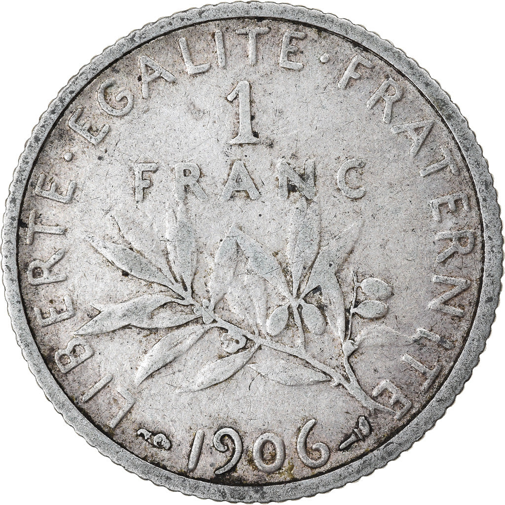 Coin, France, Semeuse, Franc, 1906, Paris, VF(30-35), Silver, KM:844.1