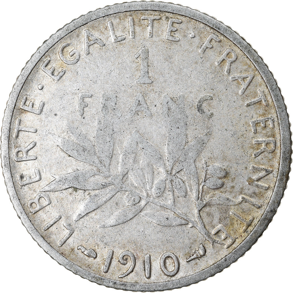 Coin, France, Semeuse, Franc, 1910, Paris, VF(20-25), Silver, KM:844.1
