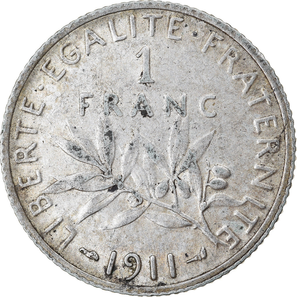 Moneta, Francia, Semeuse, Franc, 1911, Paris, BB, Argento, KM:844.1, Gadoury:467