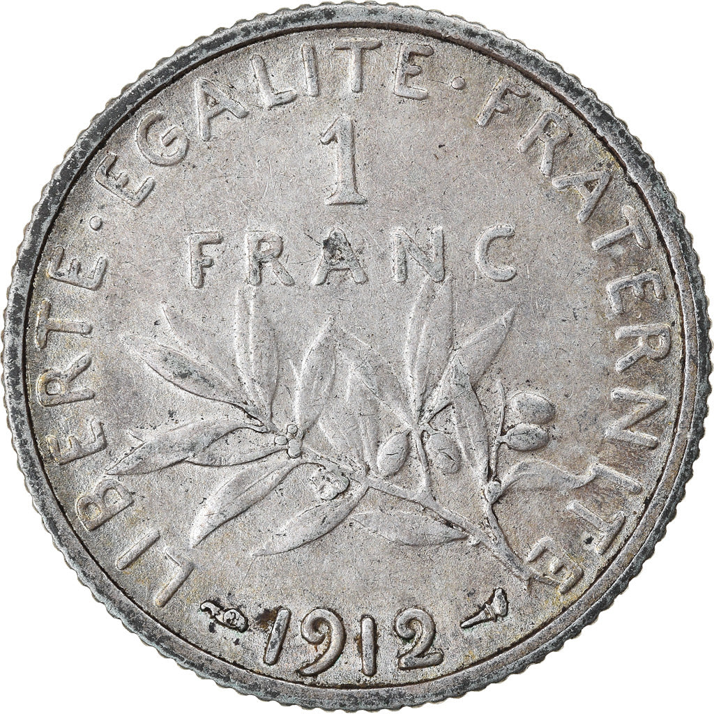 Coin, France, Semeuse, Franc, 1912, Paris, EF(40-45), Silver, KM:844.1