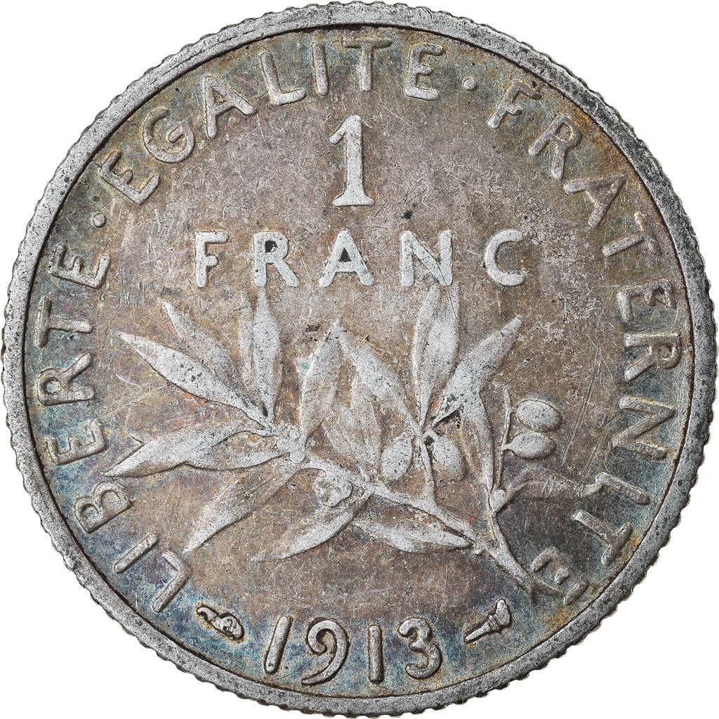 Coin, France, Semeuse, Franc, 1913, Paris, EF(40-45), Silver, KM:844.1