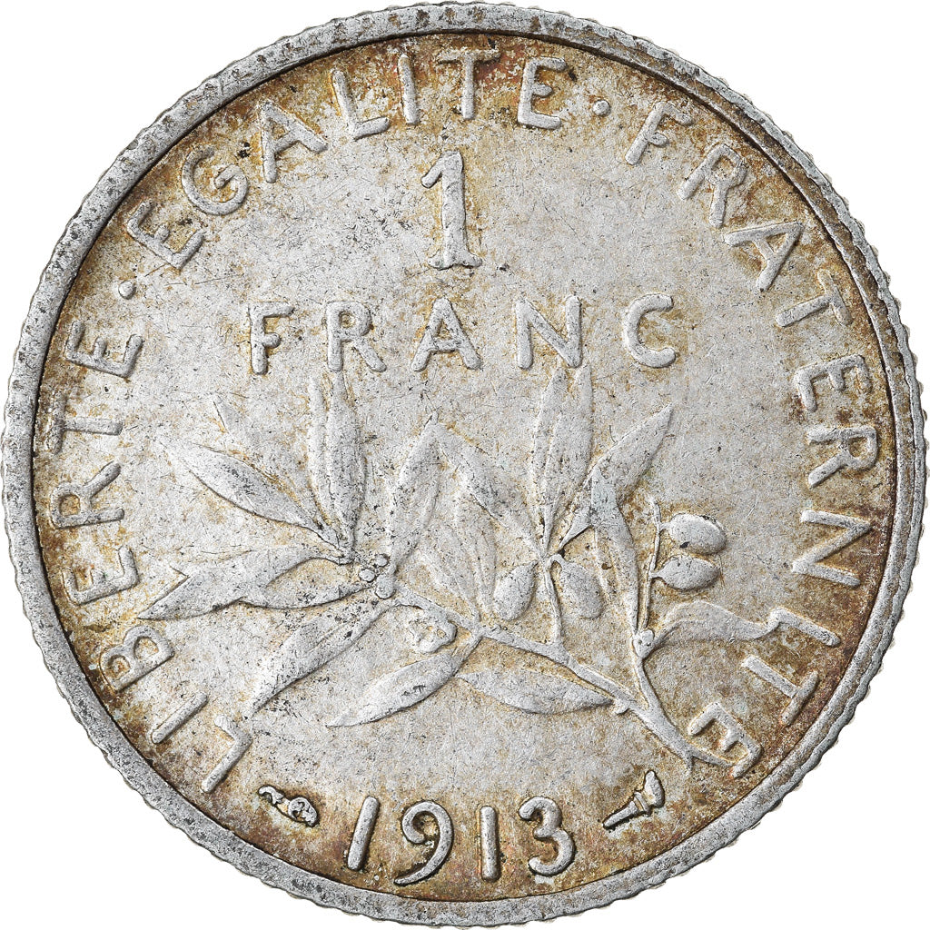 Coin, France, Semeuse, Franc, 1913, Paris, AU(50-53), Silver, KM:844.1