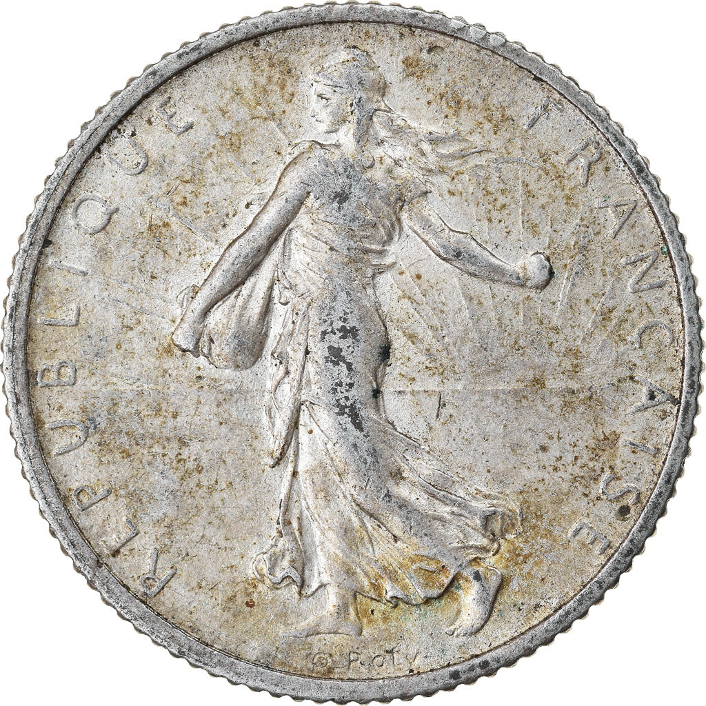 Moeda, França, Semeuse, Franc, 1913, Paris, AU(50-53), Prata, KM:844.1