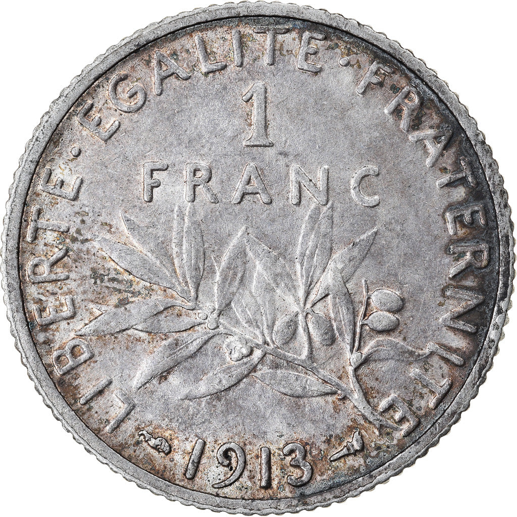 Coin, France, Semeuse, Franc, 1913, Paris, AU(50-53), Silver, KM:844.1