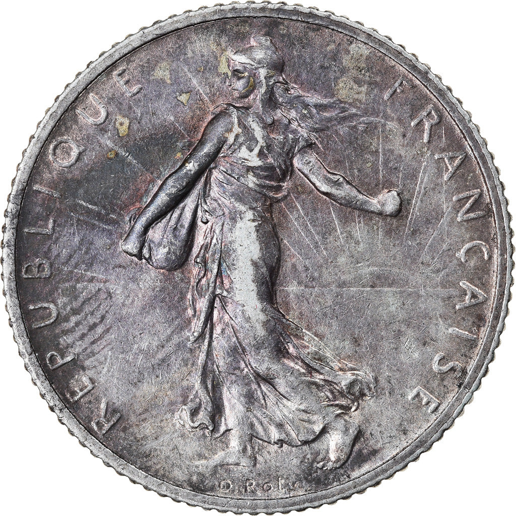 Moeda, França, Semeuse, Franc, 1914, Paris, AU(50-53), Prata, KM:844.1
