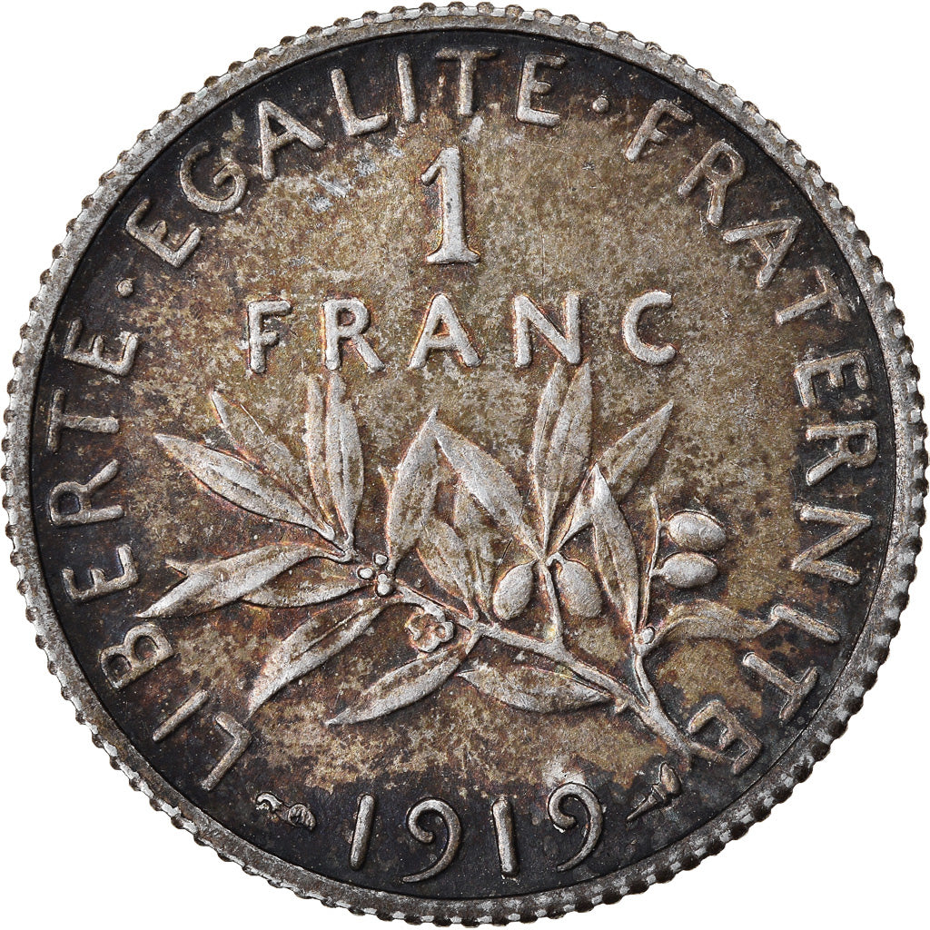 Coin, France, Semeuse, Franc, 1919, Paris, AU(50-53), Silver, KM:844.1