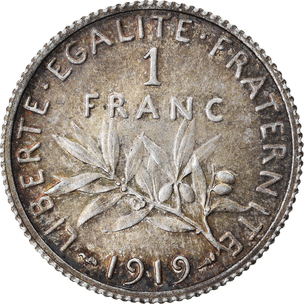 Coin, France, Semeuse, Franc, 1919, Paris, AU(55-58), Silver, KM:844.1