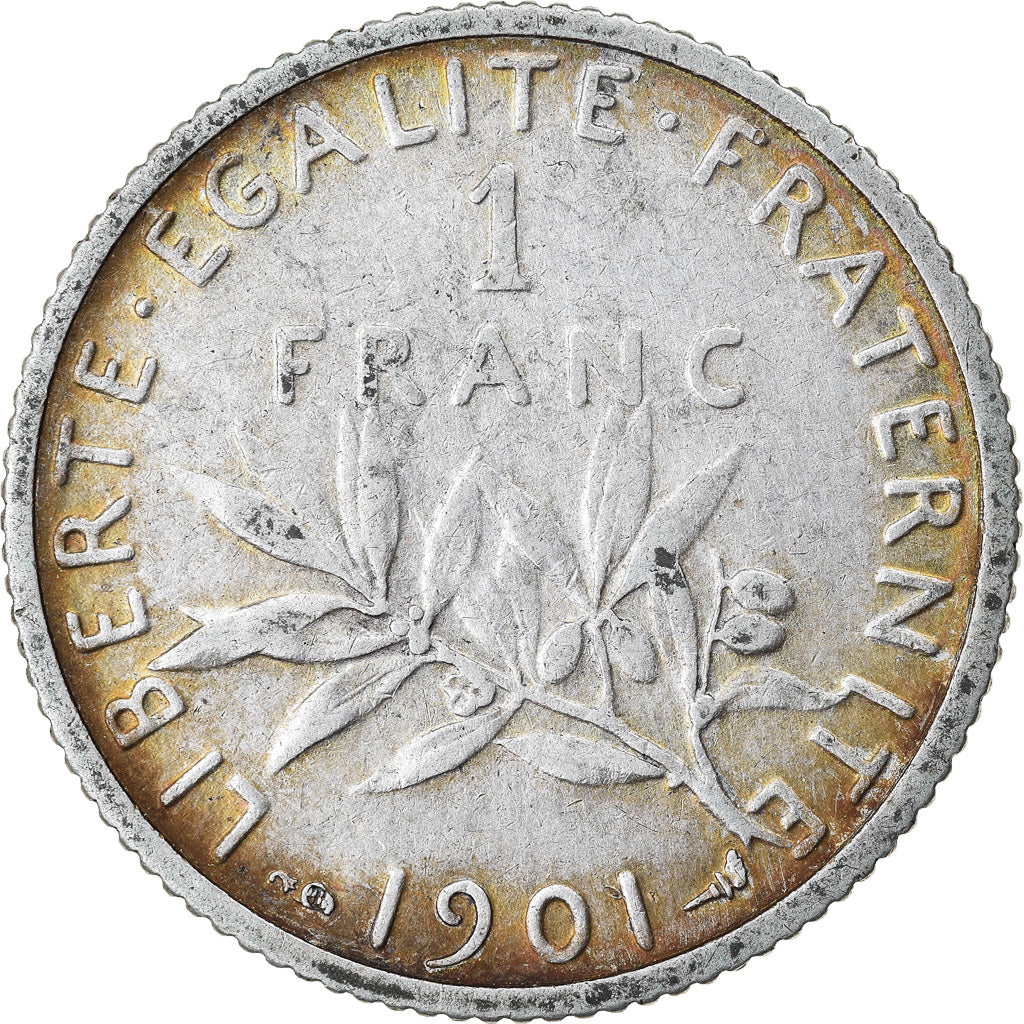 Coin, France, Semeuse, Franc, 1901, Paris, AU(50-53), Silver, KM:844.1