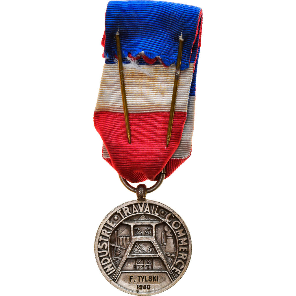 France, Industrie-Travail-Commerce, Medal, 1980, Excellent Quality, Silvered