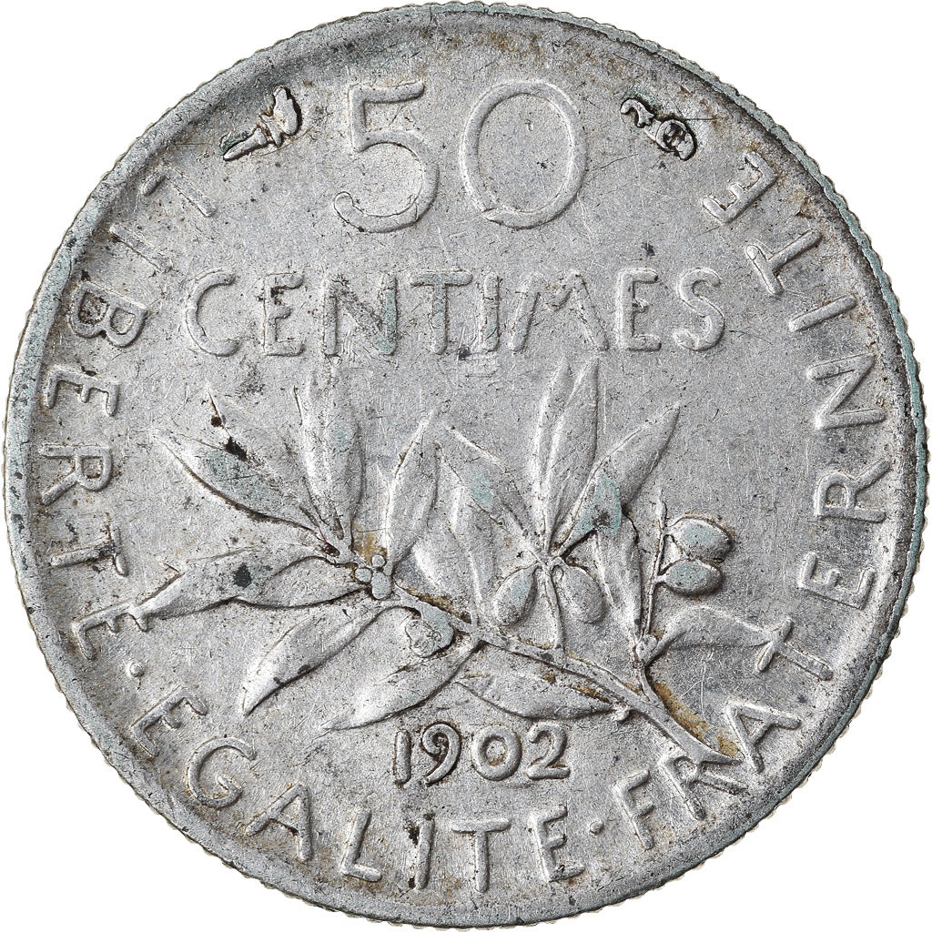 Coin, France, Semeuse, 50 Centimes, 1902, Paris, EF(40-45), Silver, KM:854