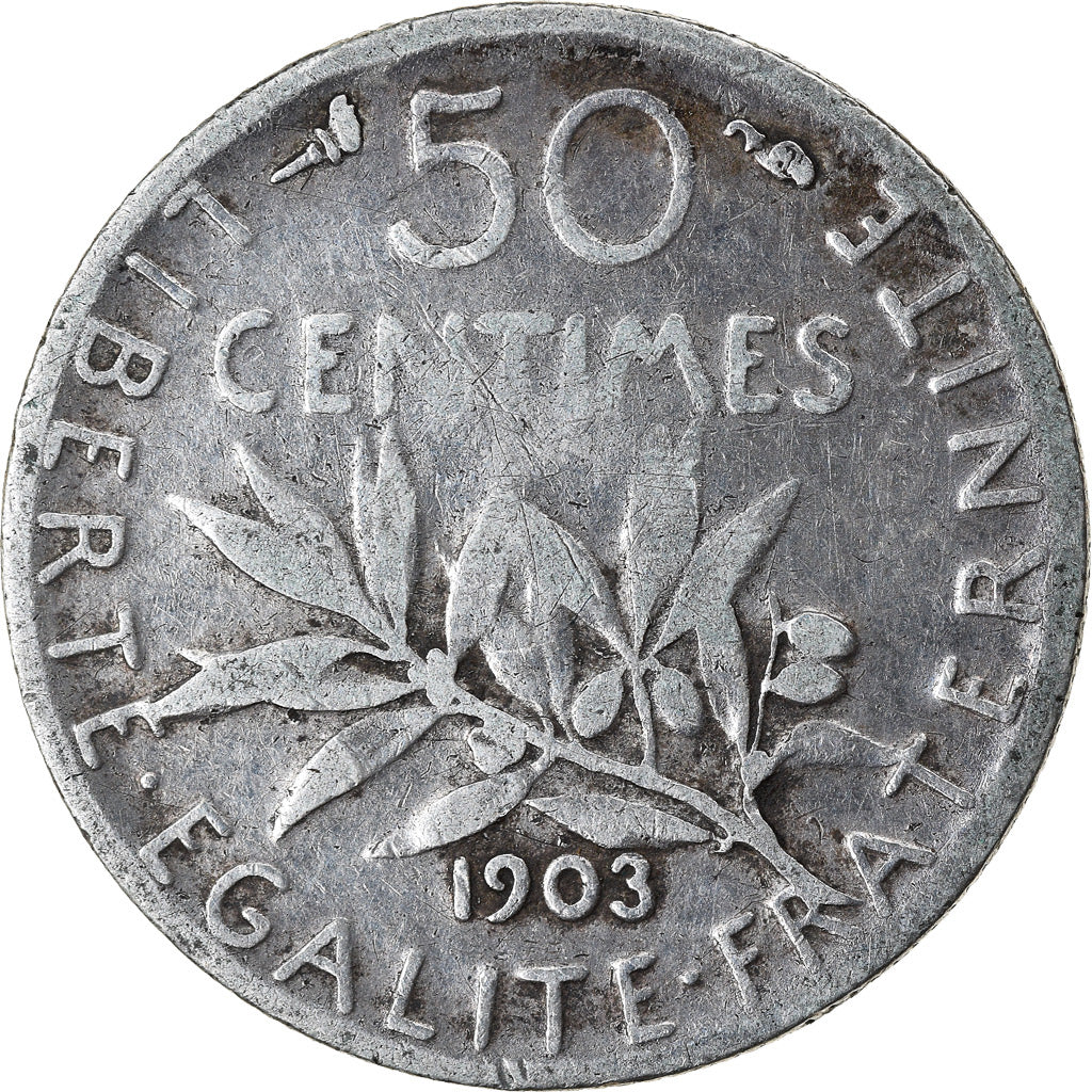 Monnaie, France, Semeuse, 50 Centimes, 1903, Paris, TB, Argent, Gadoury:420