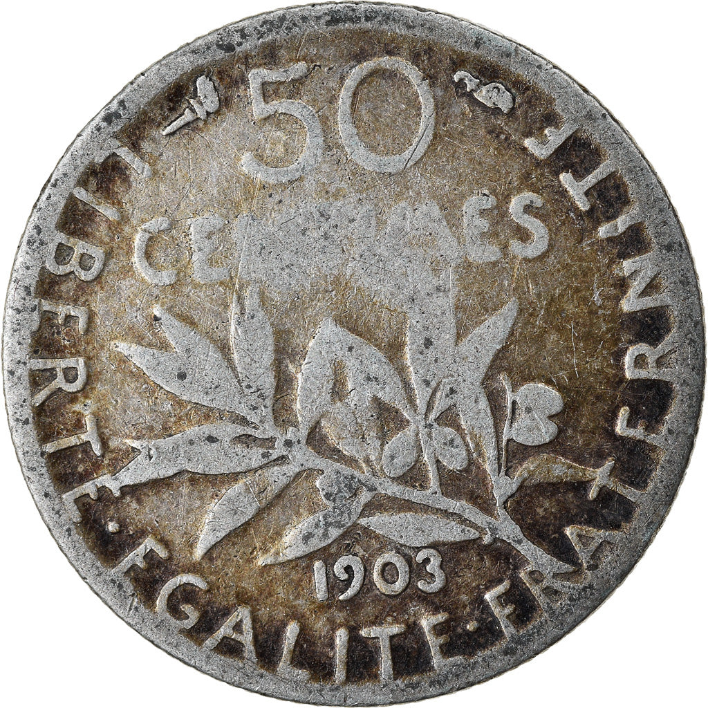 Coin, France, Semeuse, 50 Centimes, 1903, Paris, VF(20-25), Silver, KM:854