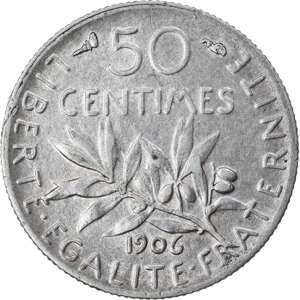 Coin, France, Semeuse, 50 Centimes, 1906, Paris, EF(40-45), Silver, KM:854