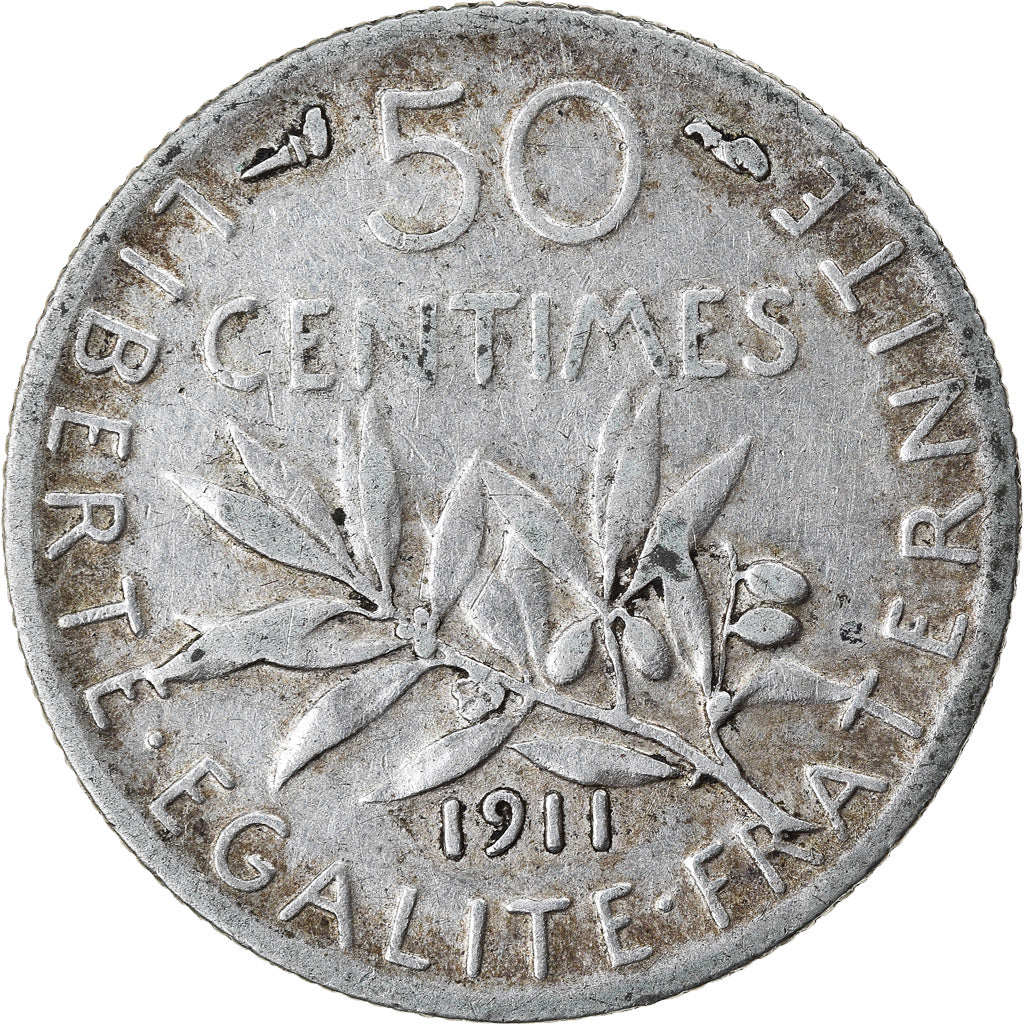 Münze, Frankreich, Semeuse, 50 Centimes, 1911, Paris, S+, Silber, KM:854