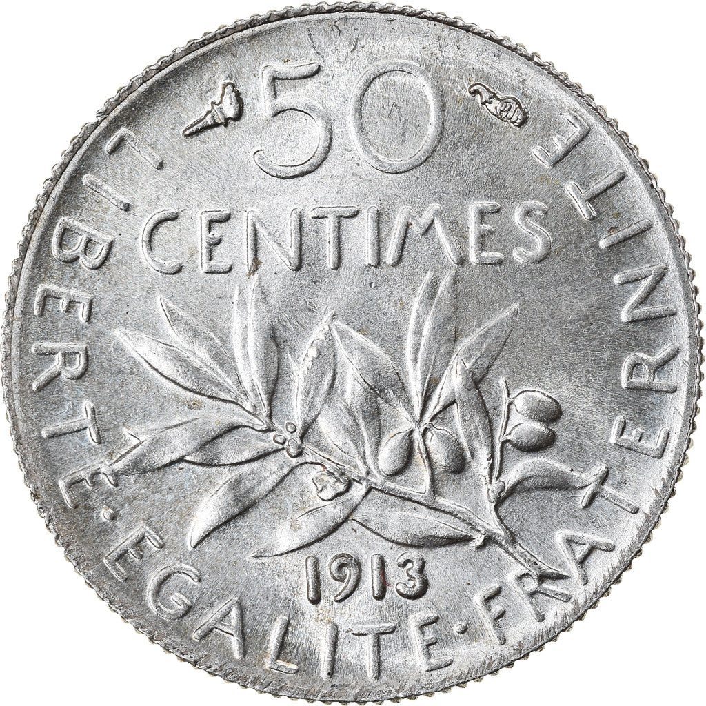Munten, Frankrijk, Semeuse, 50 Centimes, 1913, Paris, UNC-, Zilver, KM:854