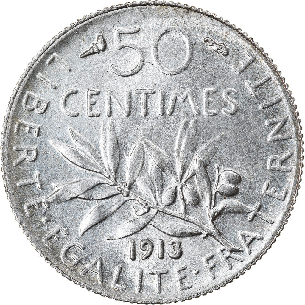 Coin, France, Semeuse, 50 Centimes, 1913, Paris, MS(63), Silver, KM:854