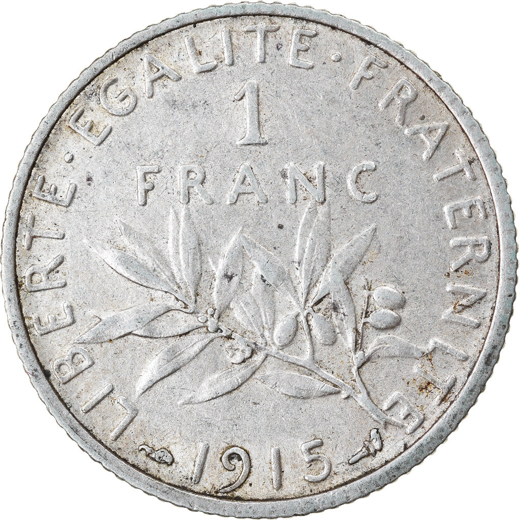 Coin, France, Semeuse, Franc, 1915, Paris, AU(50-53), Silver, KM:844.1