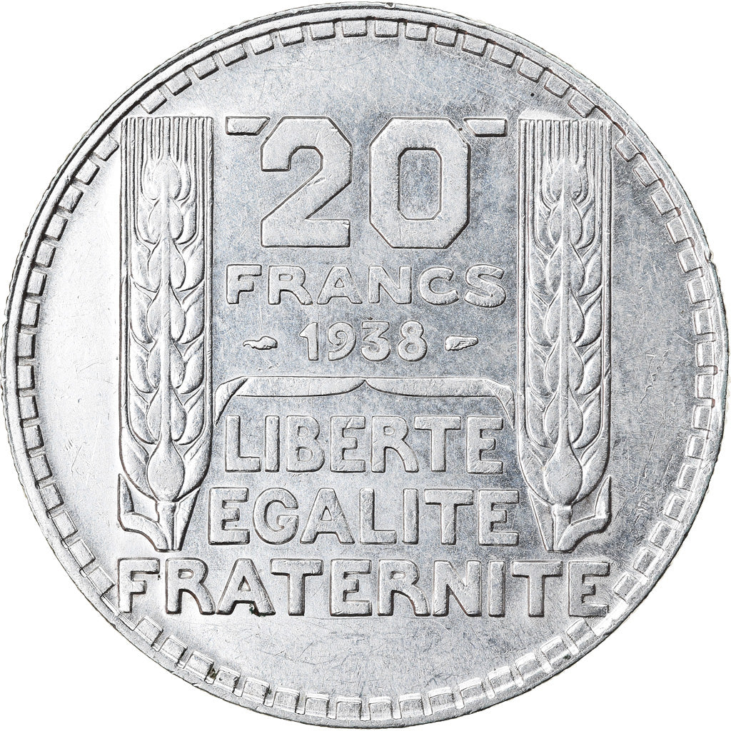 Coin, France, Turin, 20 Francs, 1938, Paris, AU(55-58), Silver, KM:879