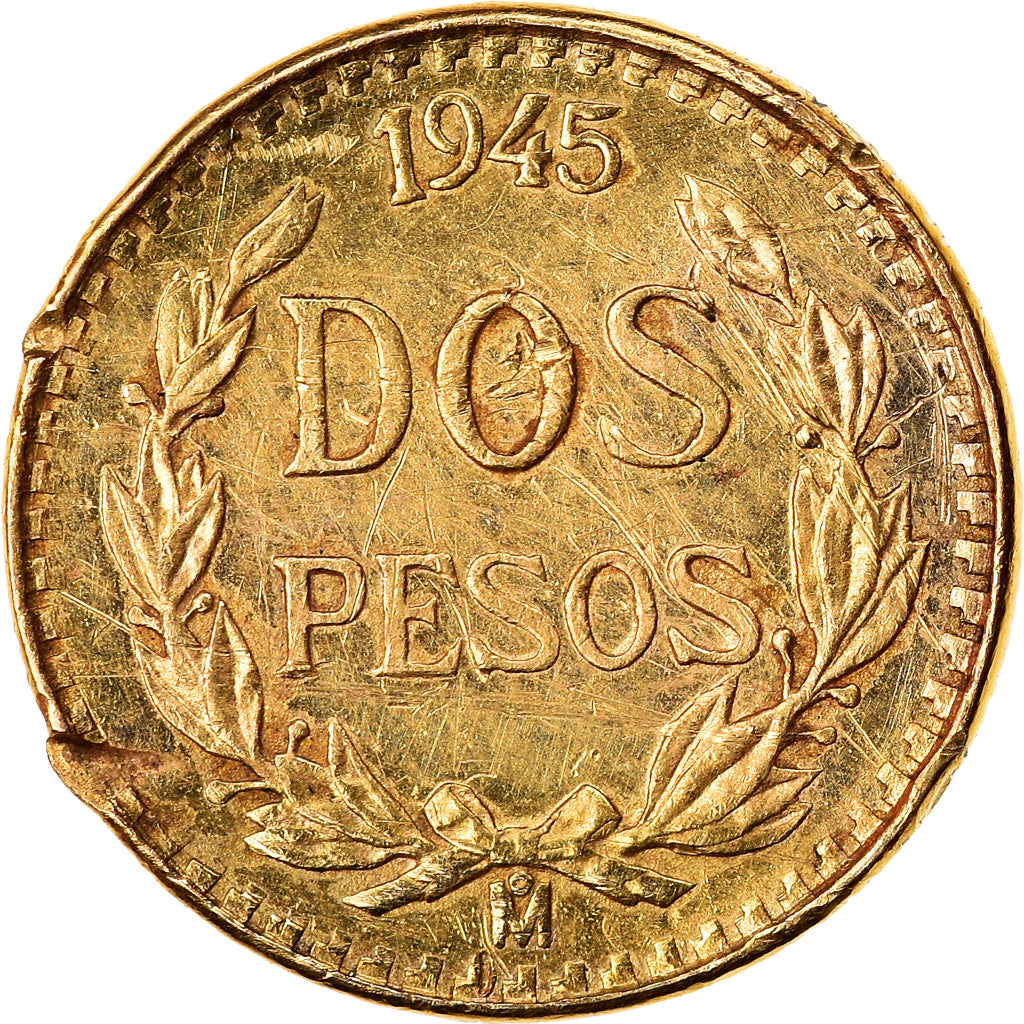 Monnaie, Mexique, 2 Pesos, 1945, Mexico City, TB, Or, KM:461