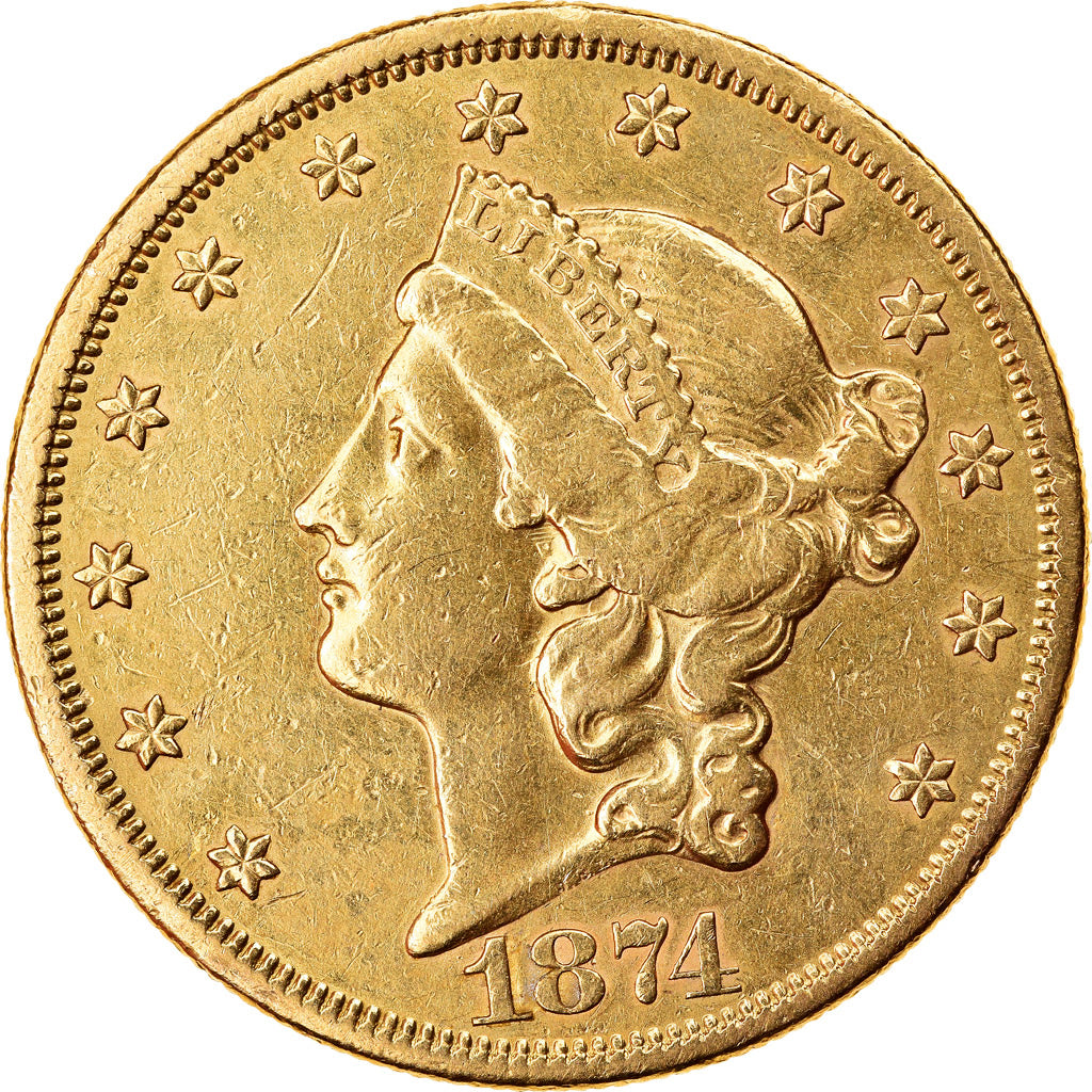 Coin, United States, Liberty Head, $20, Double Eagle, 1874, U.S. Mint, San