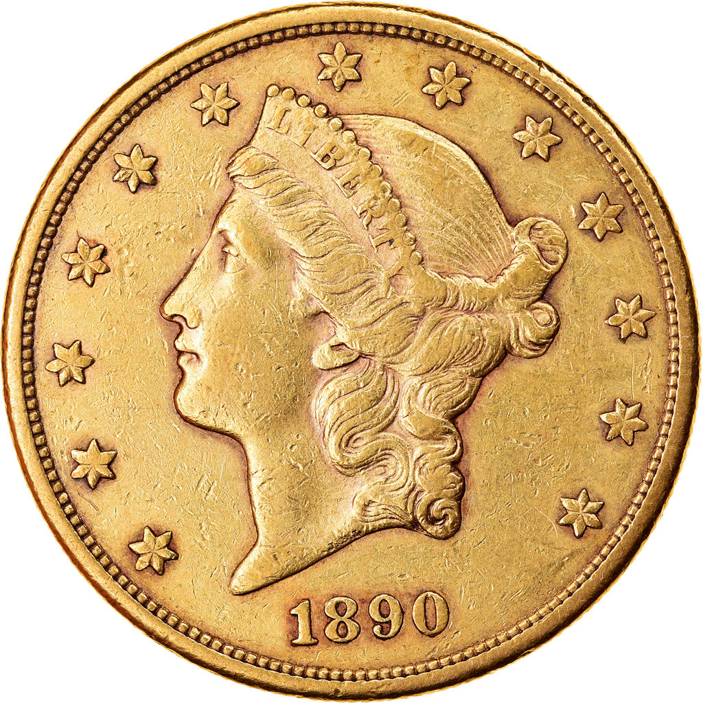 Moneta, USA, Liberty Head, $20, Double Eagle, 1890, U.S. Mint, San Francisco