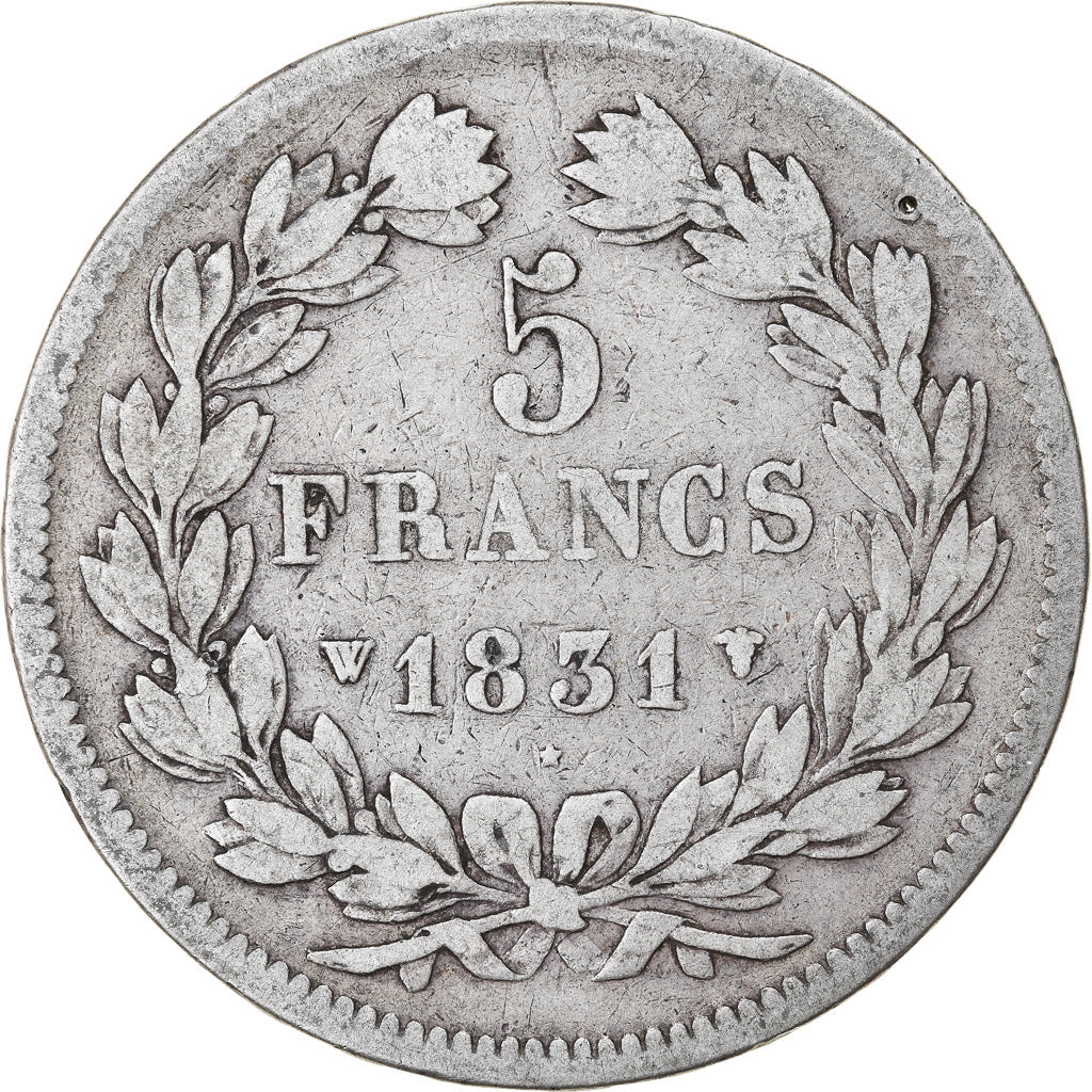 Coin, France, Louis-Philippe, 5 Francs, 1831, Lille, VF(20-25), Silver