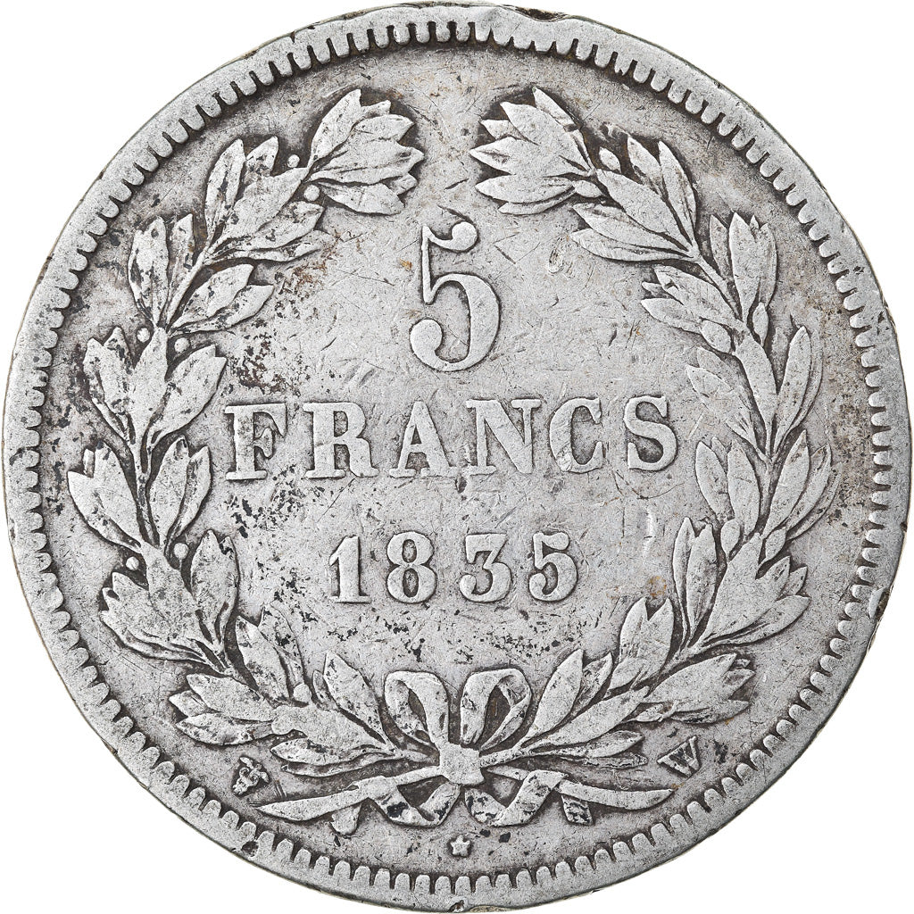 Coin, France, Louis-Philippe, 5 Francs, 1835, Lille, VF(30-35), Silver