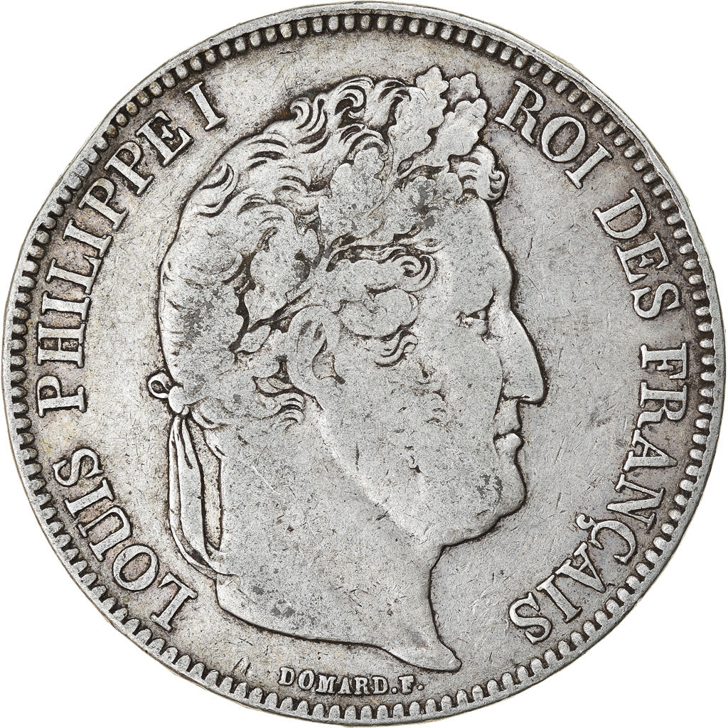 Moneda, Francia, Louis-Philippe, 5 Francs, 1843, Lille, BC+, Plata, KM:749.13