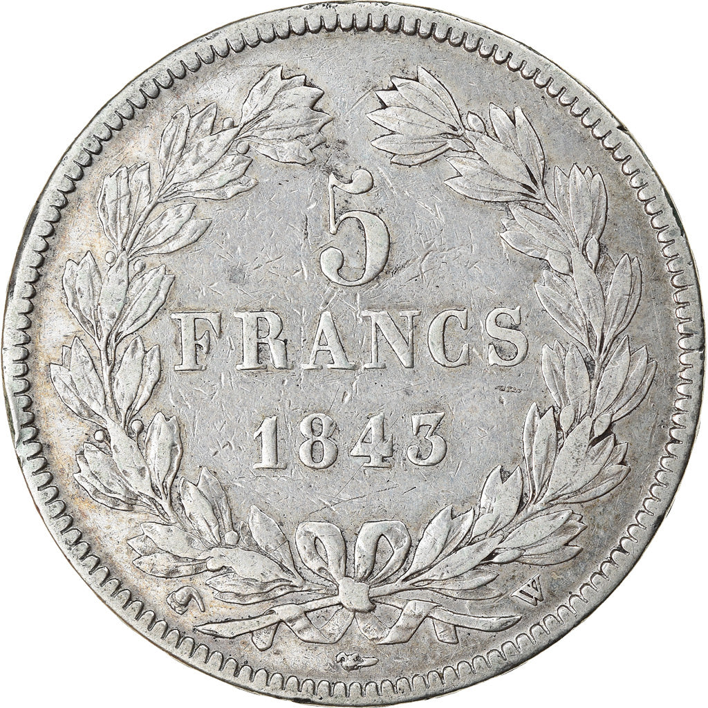 Münze, Frankreich, Louis-Philippe, 5 Francs, 1843, Lille, S+, Silber