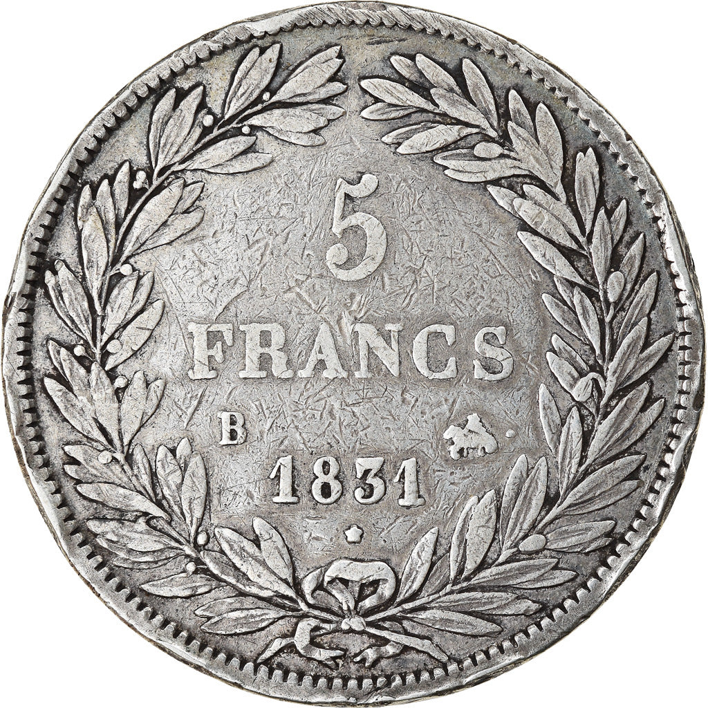 Coin, France, Louis-Philippe, 5 Francs, 1831, Rouen, VF(20-25), Silver